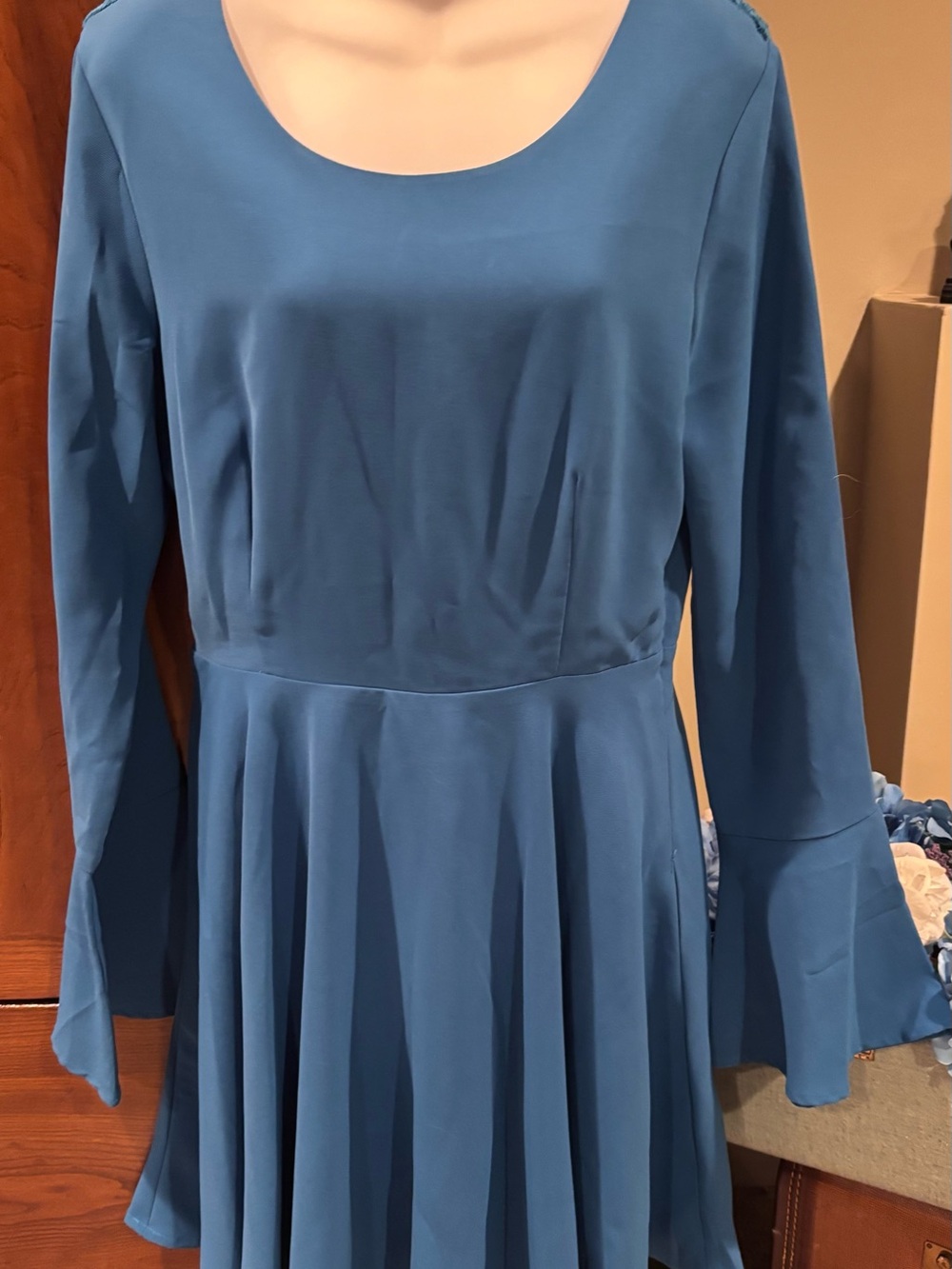 Altar'd State Dusty Blue Long-Sleeve Fit & Flare Dress